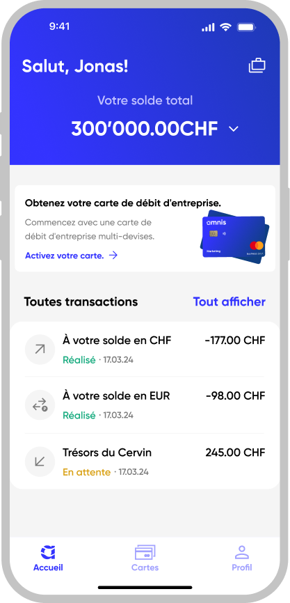 Mobile view of the amnis dashboard