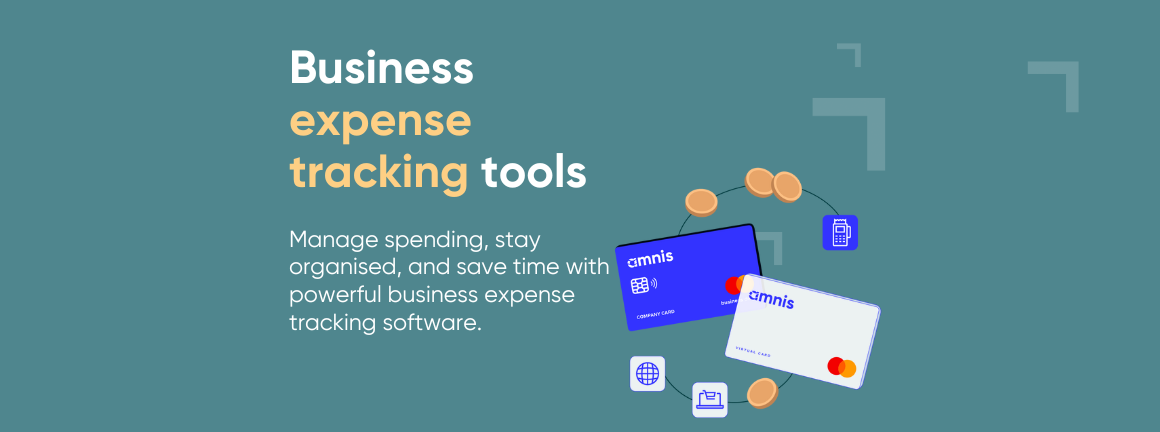 Business expense tracking tools written as the title of this blog article on green background