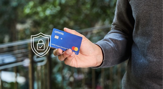single-use virtual card security shield icon on amnis debit card